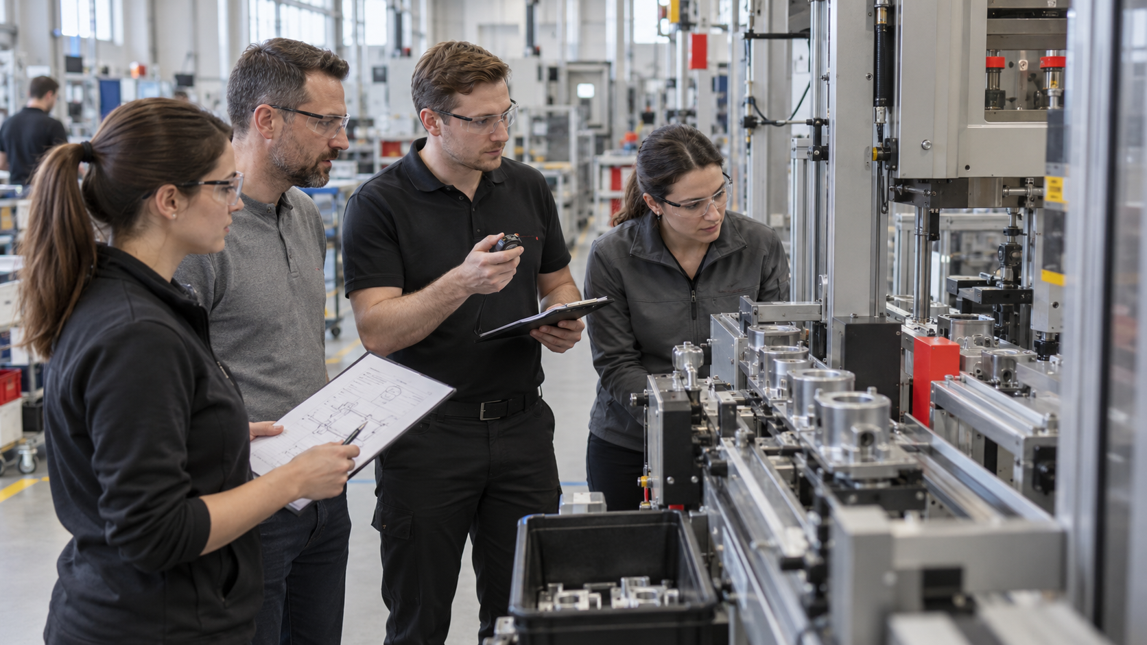 Cross-functional team measuring the current process before a Lean Six Sigma improvement