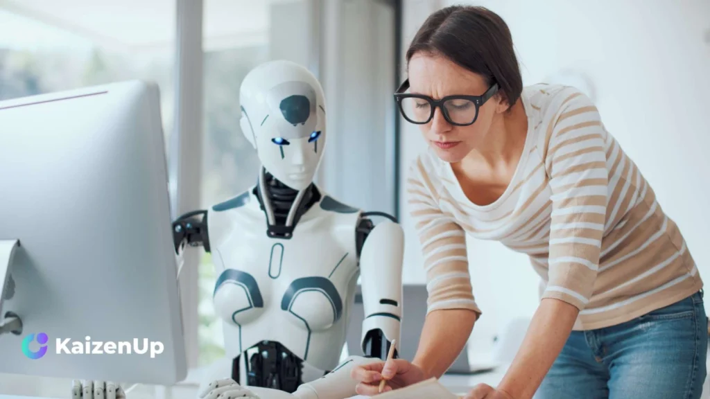 AI in Training Within Industry supporting an employee and robot